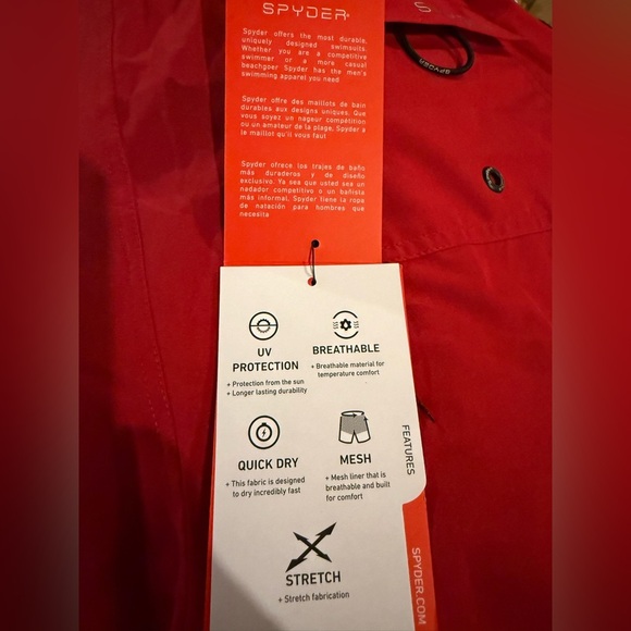Spyder XL Men's Red UV Protection Breathable Swim Shorts - Picture 5 of 5